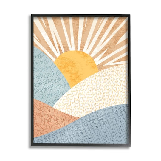 Stupell Industries Kids' Bold Sun Sunrise Rolling Hills Abstract Patterns Framed Wall Art